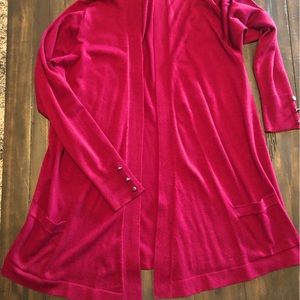 Ladies Burgundy Cardigan with front pockets